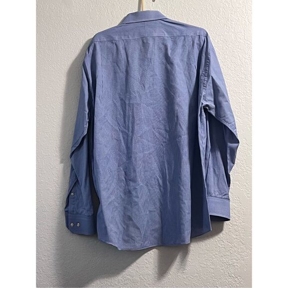 Peter Millar 17 L  Blue Checkered Button-Down Dress Shirt Long Sleeve Cotton - Picture 4 of 4